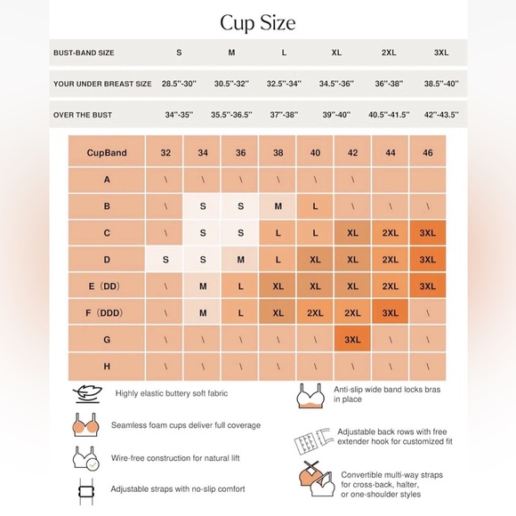 Popilush Bra Size Large No Underwire Push-up T-shirt Bralette Full Coverage NEW - Picture 4 of 9